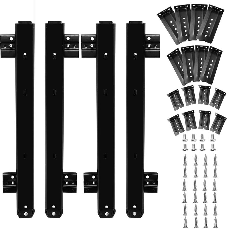 KINJOEK 4 PCS 14 Inch Under Desk Keyboard Tray Rails Slides, Adjustable Height Heavy Duty Ball Bearing Keyboard Mount Track, Black - Image 1